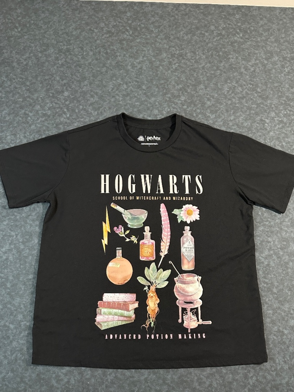 Harry Potter Hogwarts Advanced Potion Making Black Graphic T Shirt Size Large